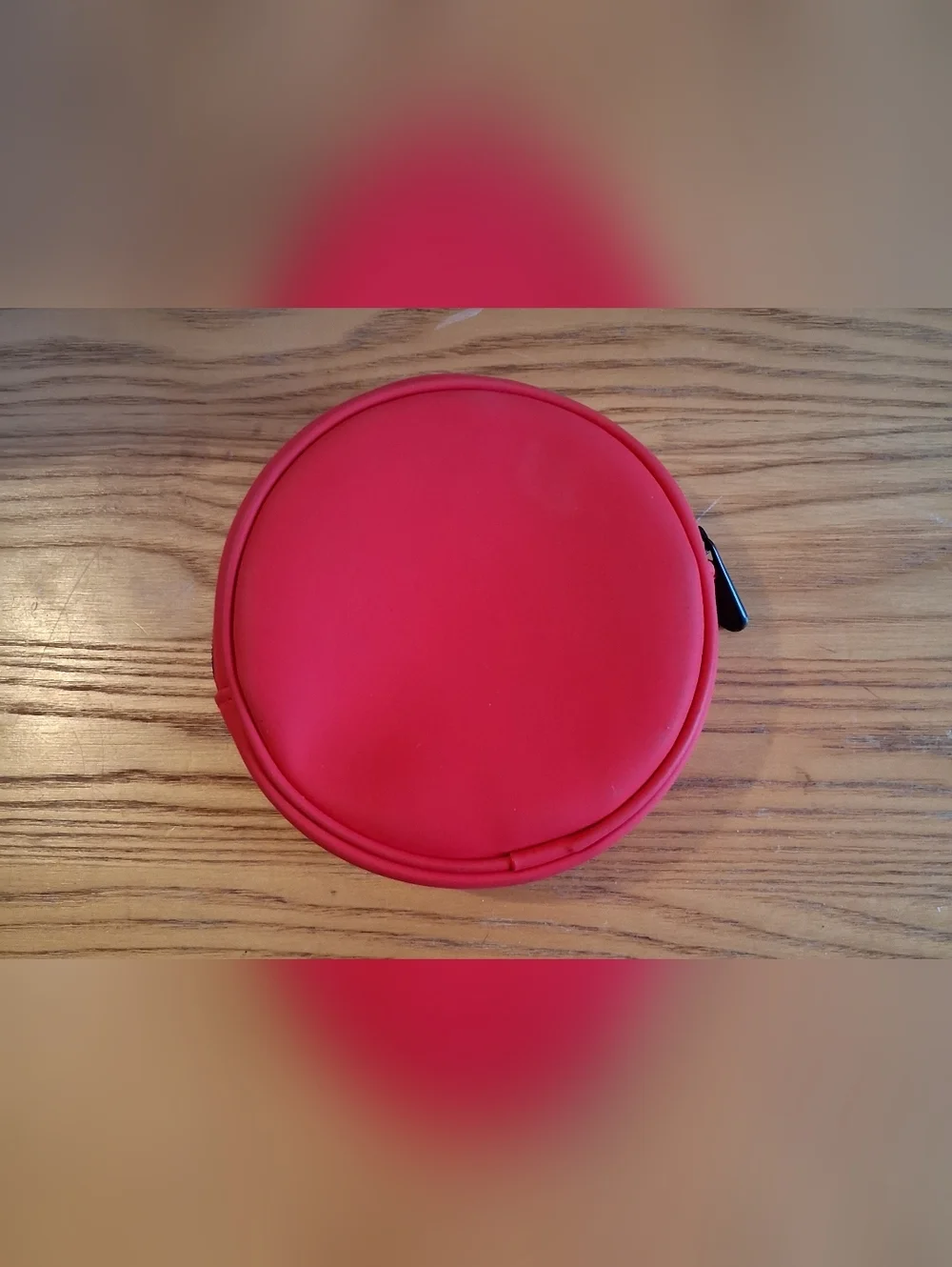 EUC Dior Beauty Red Circular Cosmetic Makeup Travel Coin Pouch Bag